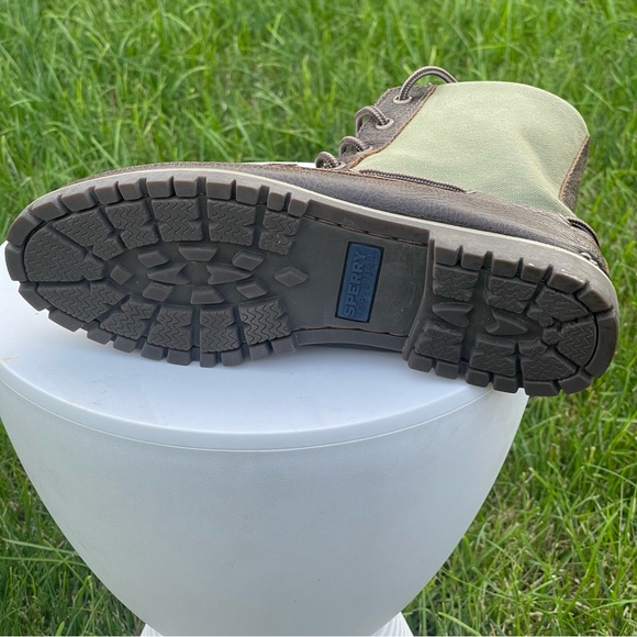 Sperry Top-Sider Boots Mens Size 8.5 Carson Brown Green Leather Canvas STS13572 - Picture 13 of 13